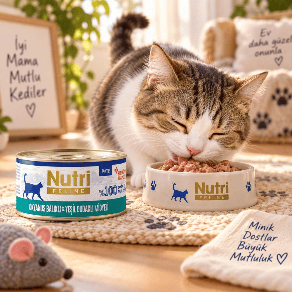 Nutri Feline Okyanus Balıklı ve Yeşil Dudaklı Midyeli Tahılsız Yetişkin Kedi Konservesi 70 grNutri Feline