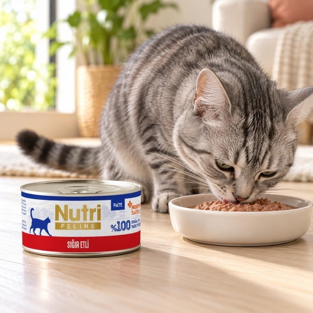 Nutri Feline Sığır Etli Tahılsız ve Prebiyotikli Ezme Yetişkin Konserve Kedi Maması 70 grNutri Feline