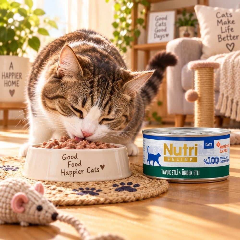Nutri Feline Tavuk Etli ve Ördekli Tahılsız Prebiyotik İlaveli Yetişkin Kedi Konservesi 70 grNutri Feline