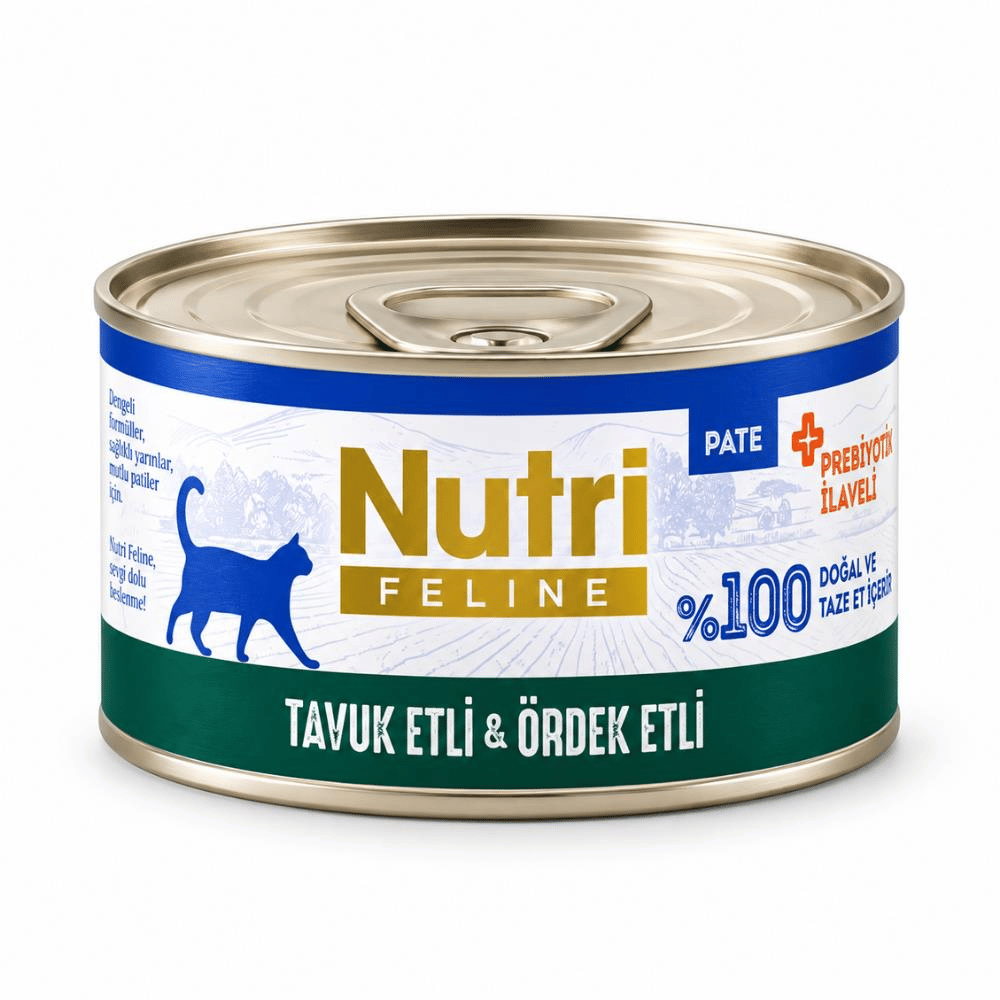 Nutri Feline Tavuk Etli ve Ördekli Tahılsız Prebiyotik İlaveli Yetişkin Kedi Konservesi 70 grNutri Feline