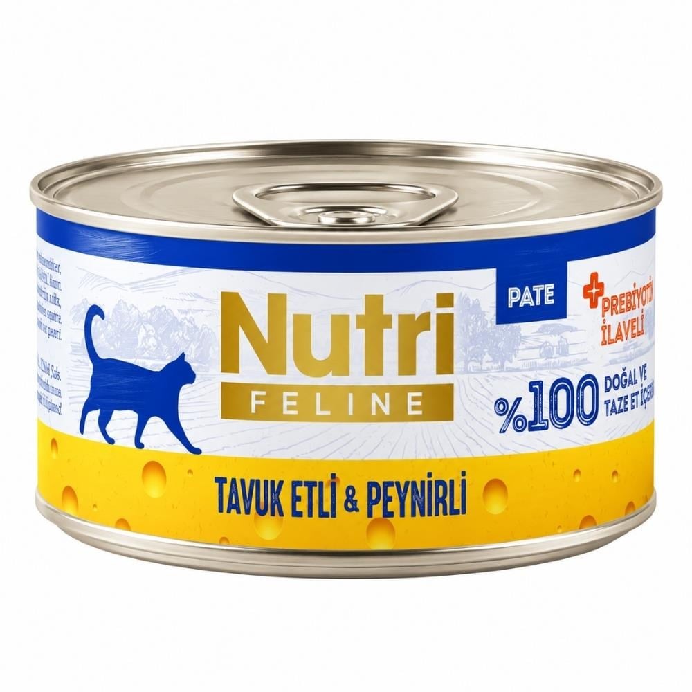 Nutri Feline Tavuk Etli ve Peynirli Tahılsız Prebiyotikli Ezme Yetişkin Konserve Kedi Maması 70 grNutri Feline