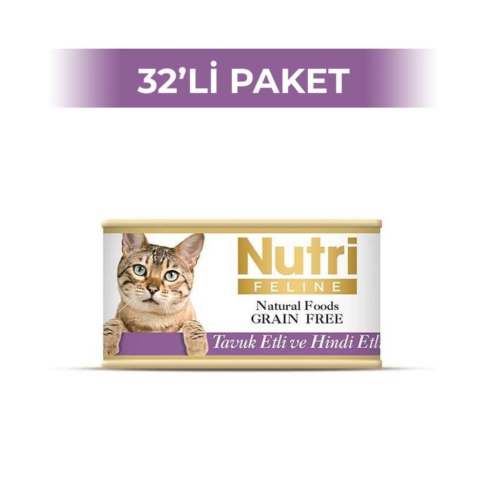 Nutri Feline Tavuk Ve Hindili Yetişkin Kedi Konservesi 85 gr 32 AdetNutri Feline