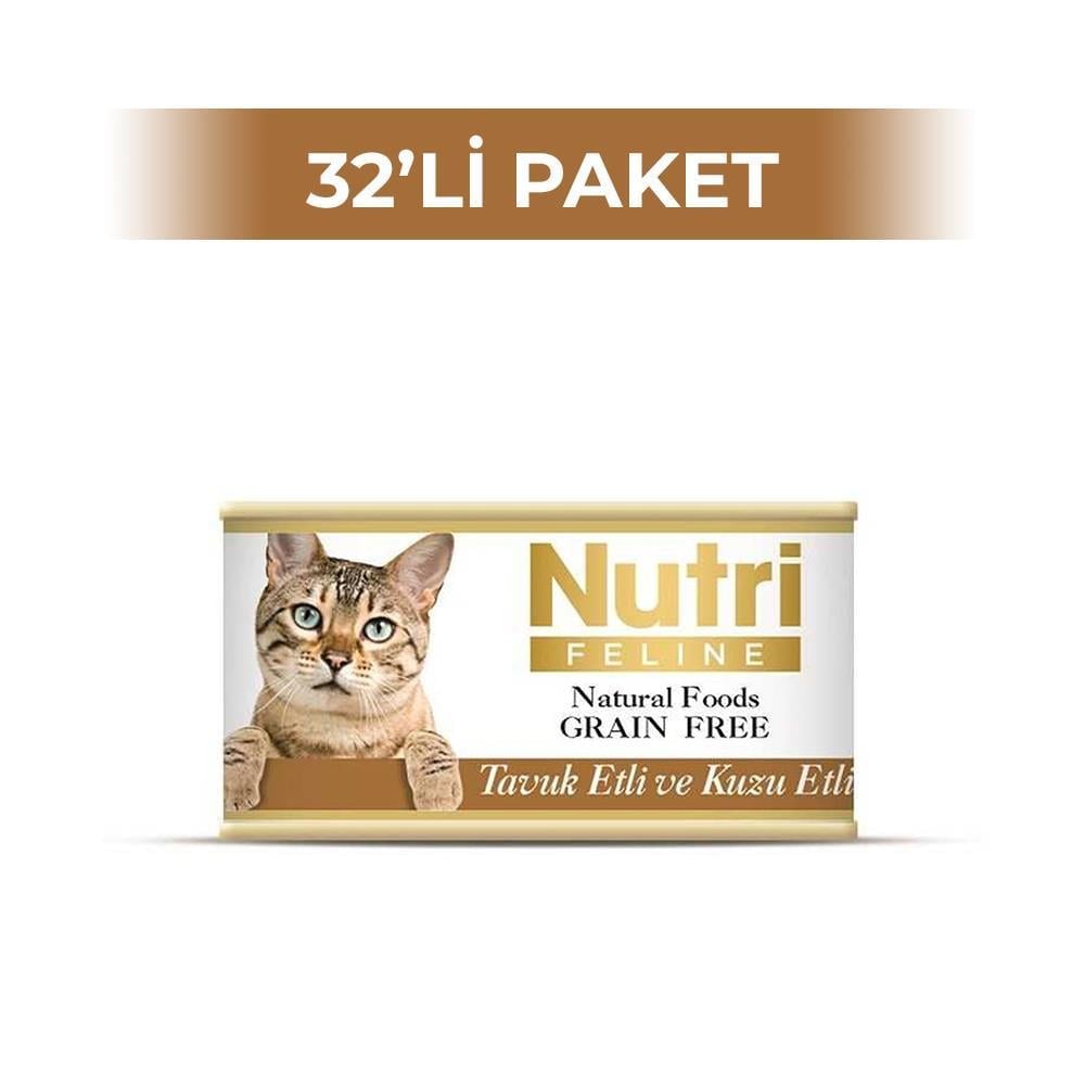 Nutri Feline Tavuk ve Kuzu Etli Kedi Konservesi 85 gr 32 AdetNutri Feline
