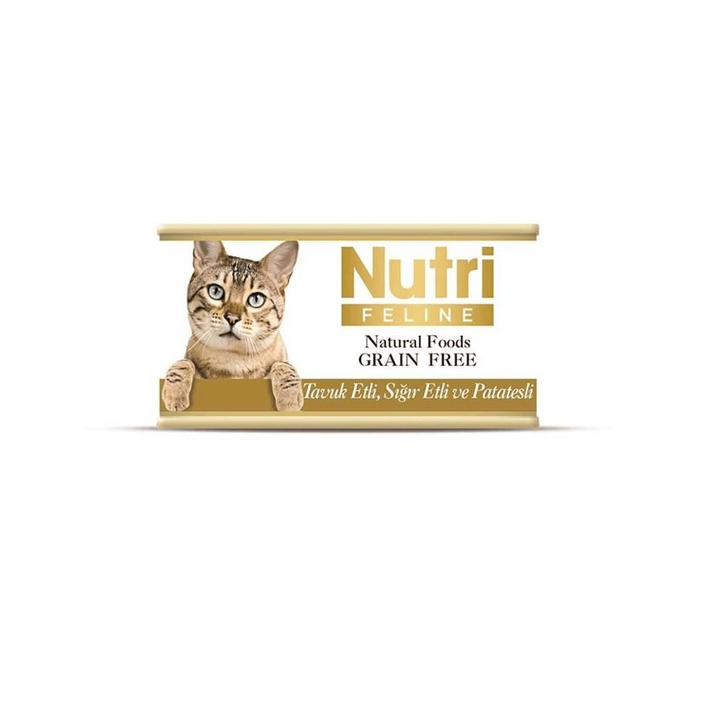 Nutri Feline Tavuk Ve Sığır Etli Patatesli Kedi Konservesi 85 gr 8 AdetNutri Feline
