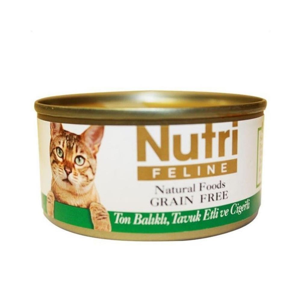 Nutri Feline Ton Balığı Tavuk Ve Ciğerli Tahılsız Kedi  Konservesi 85 grNutri Feline