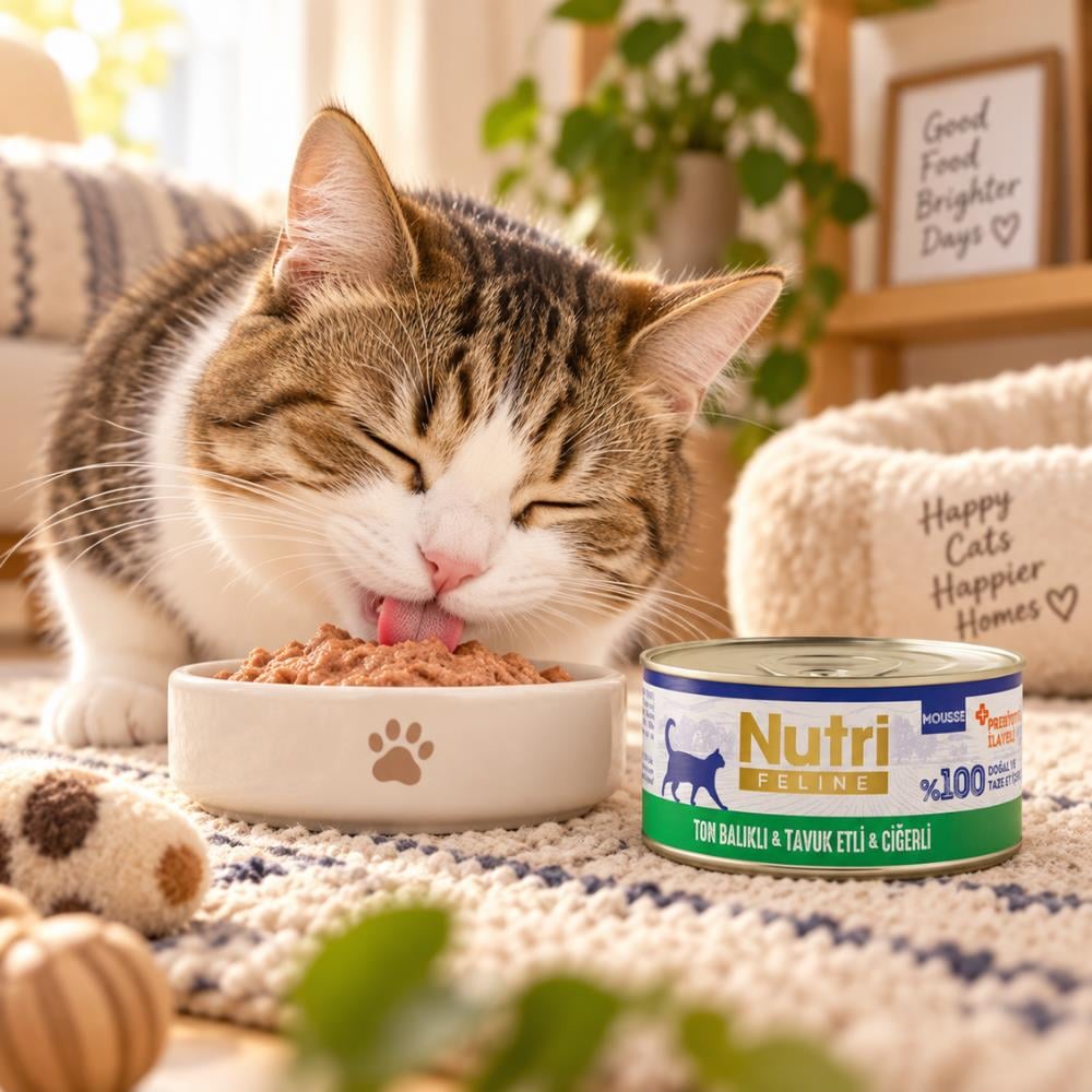 Nutri Feline Ton Balıklı, Tavuk Etli ve Ciğerli Prebiyotikli Yetişkin Kedi Konservesi 70 grNutri Feline