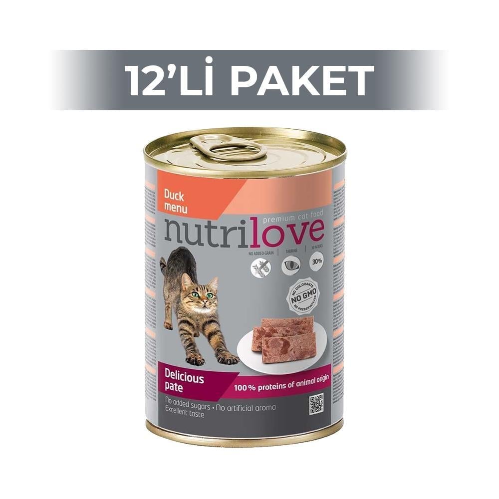 Nutrilove Ördek Etli Pate Ezme Kedi Konservesi 400 gr 12 AdetNutrilove