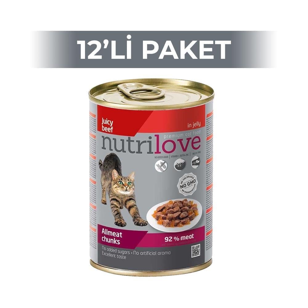 Nutrilove Sığır Parça Etli Kedi Konservesi 400 gr 12 AdetNutrilove