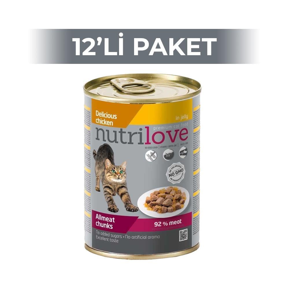 Nutrilove Tavuklu Parça Etli Kedi Konservesi 400 gr x 12 AdetNutrilove