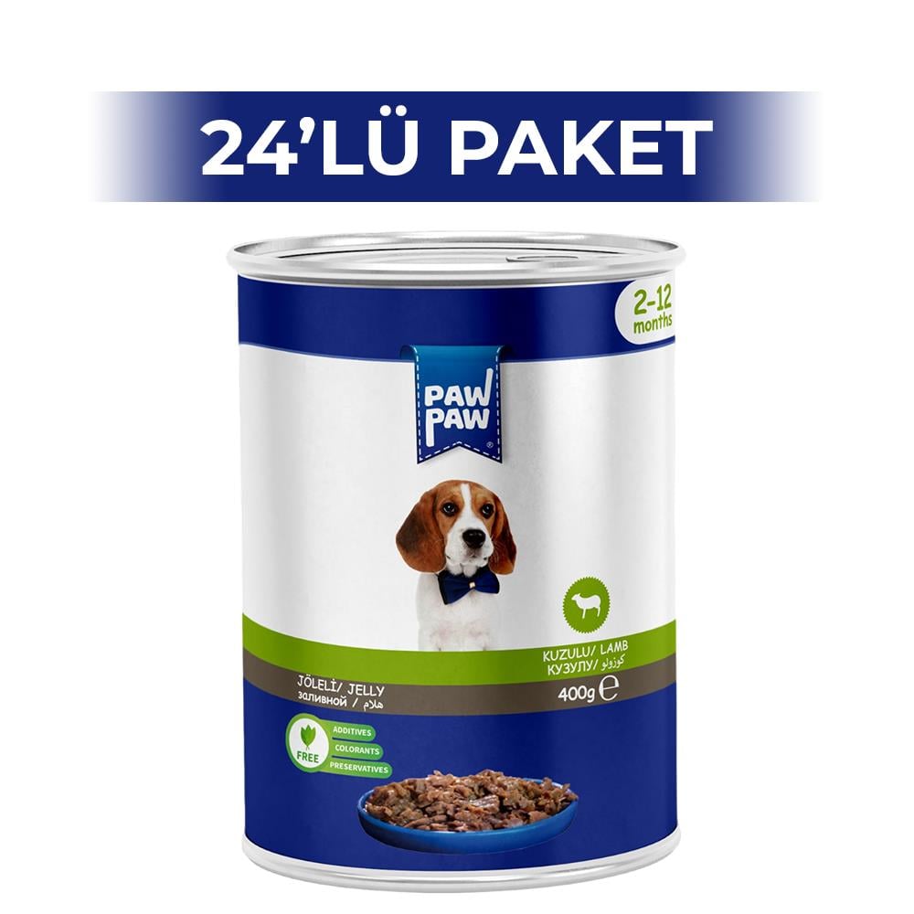 Paw Paw Jelly Kuzulu Yavru Köpek Konserve Maması 400 gr 24 AdetPaw Paw