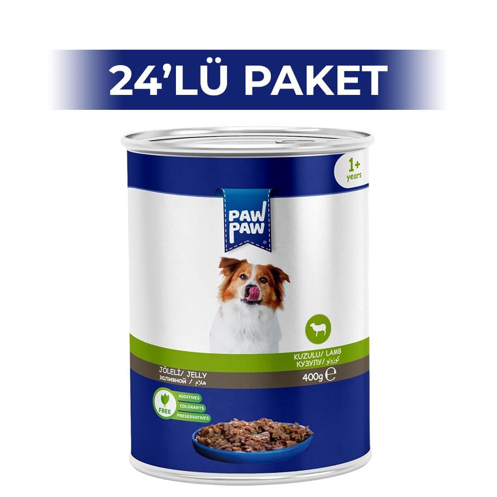 Paw Paw Jelly Kuzulu Yetişkin Köpek Konserve Maması 400 gr 24 AdetPaw Paw