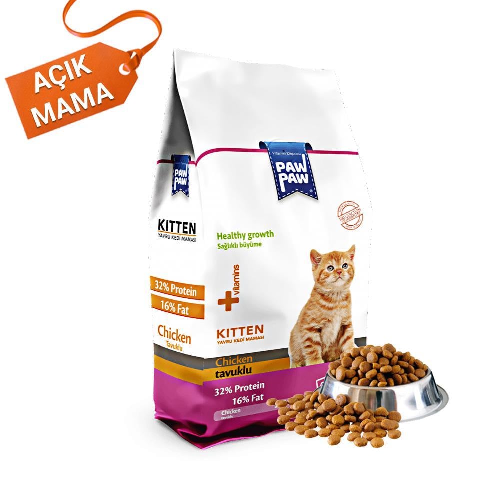 Paw Paw Kitten Tavuk Etli Yavru Kedi Maması 1 kg Açık MamaPaw Paw