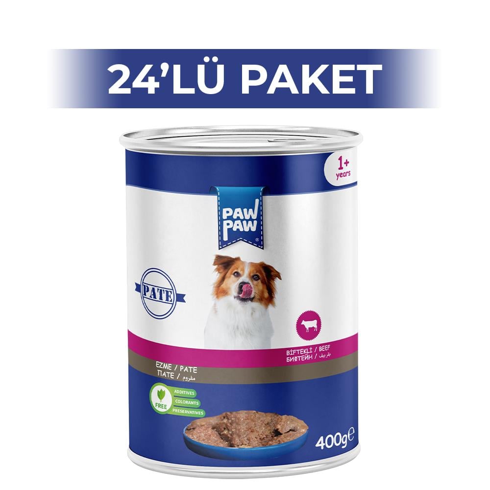 Paw Paw Pate Biftekli Yetişkin Köpek Konservesi 400 gr 24 AdetPaw Paw