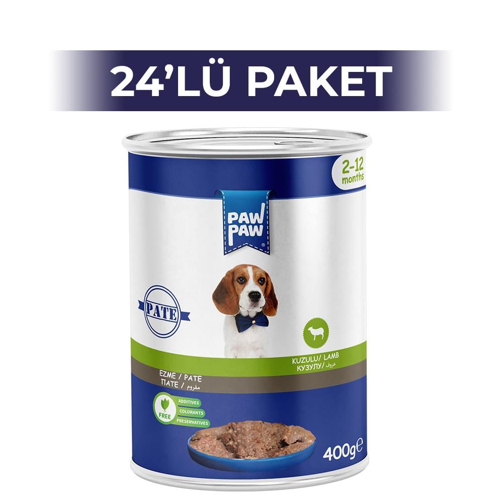 Paw Paw Pate Kuzulu Yavru Köpek Konserve Maması 400 gr 24 AdetPaw Paw