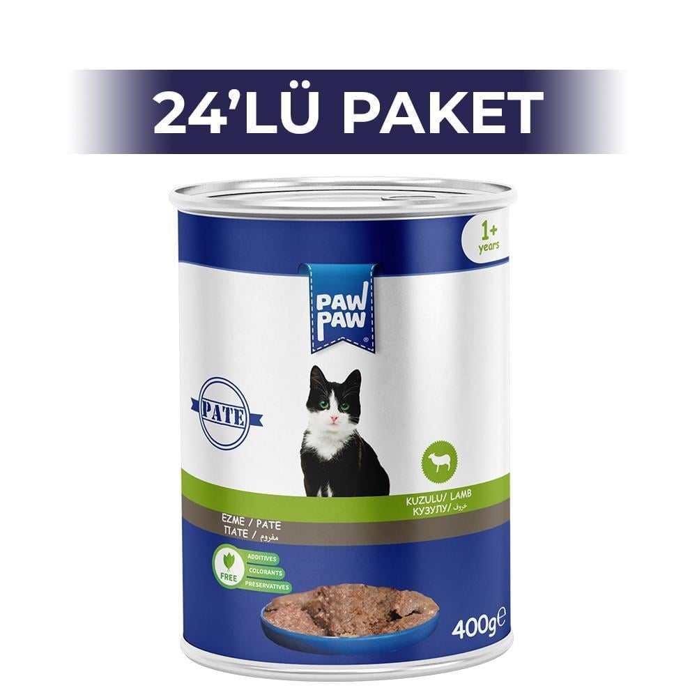 Paw Paw Pate Kuzulu Yetişkin Kedi Konserve Maması 400 gr 24 AdetPaw Paw