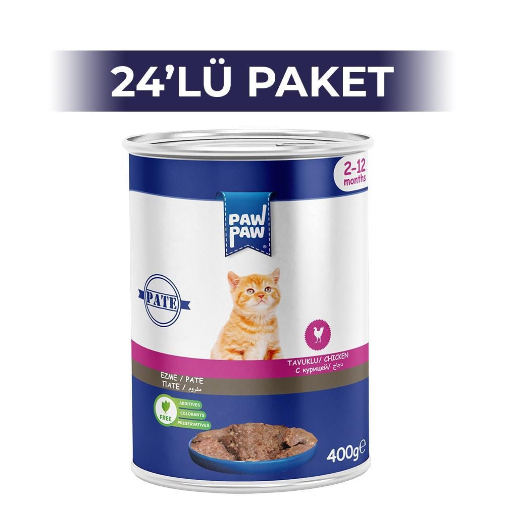 Paw Paw Pate Tavuklu Yavru Kedi Konserve Maması 400 gr 24 AdetPaw Paw