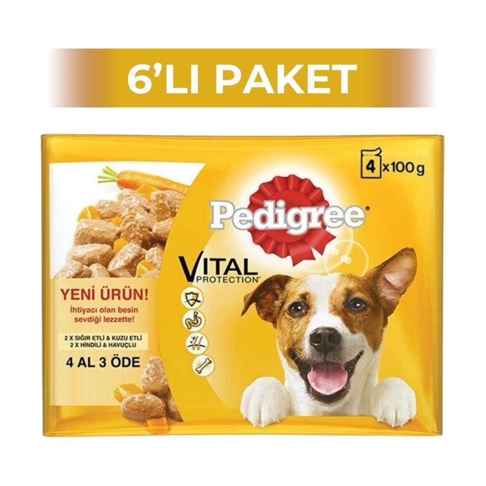 Pedigree Pouch Multipack Yetişkin Köpek Yaş Maması 4x100 gr 6 AdetPedigree
