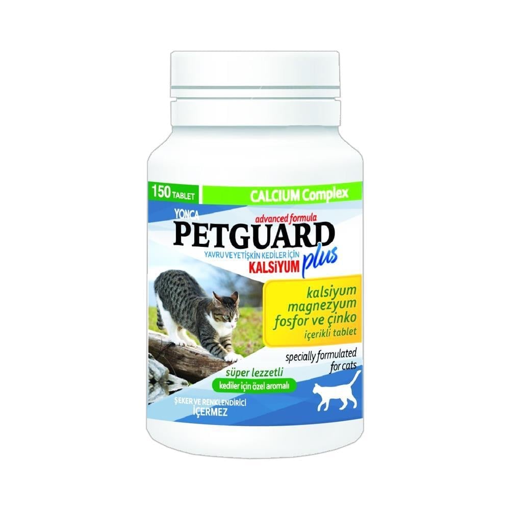 Petguard Yavru ve Yetişkin Kediler Özel Aromalı Kalsiyum 150 TabletPetguard