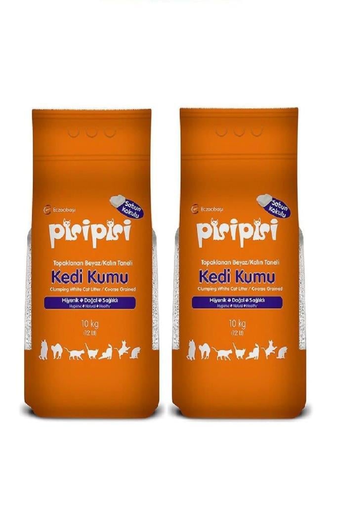 Pisipisi Sabunlu İnce Taneli Topaklaşan Bentonit Kedi Kumu 10 kg 2 AdetPisi Pisi
