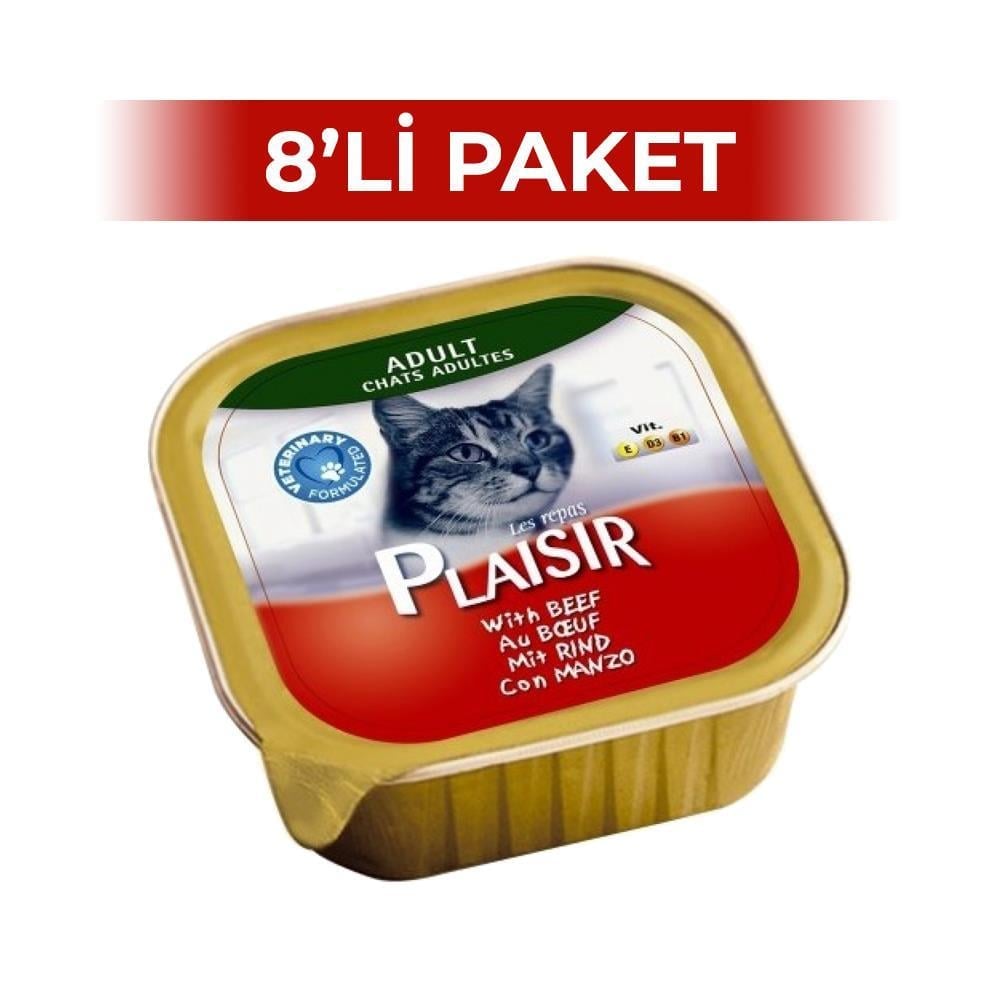 Plaisir Biftekli Pate Ezme Kedi Konservesi 100 gr 8 AdetPlaisir