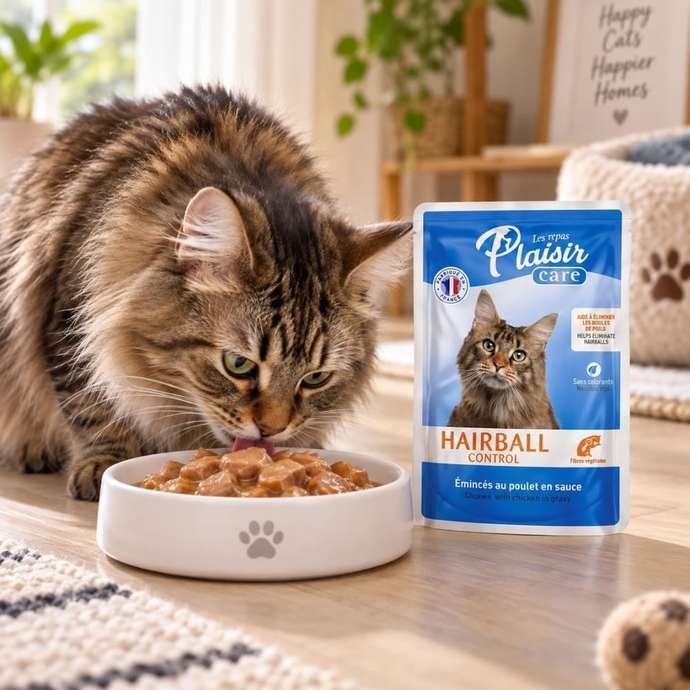 Plaisir Care Hairball Tavuklu Tüy Yumağı Önleyici Yetişkin Kedi Yaş Maması 85 grPlaisir