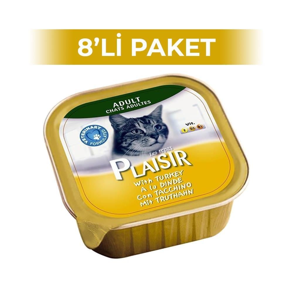 Plaisir Hindili Pate Yetişkin Kedi Konservesi 100 gr 8 AdetPlaisir