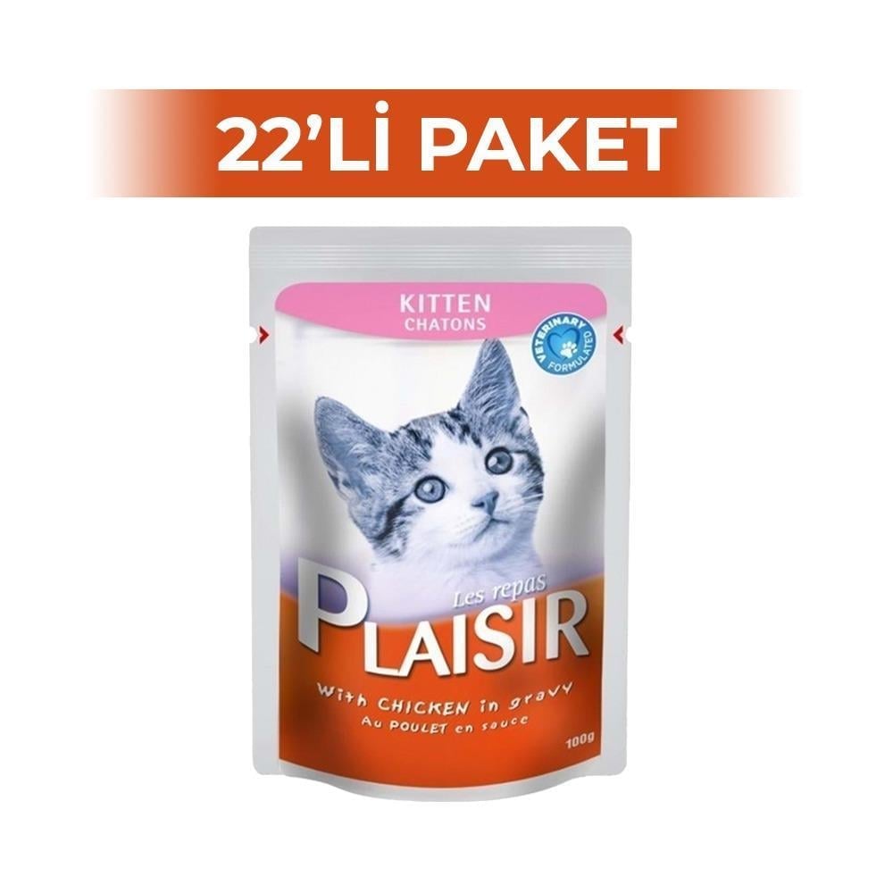 Plaisir Kitten Tavuklu Pouch Kedi Yaş Maması 100 gr x 22 AdetPlaisir