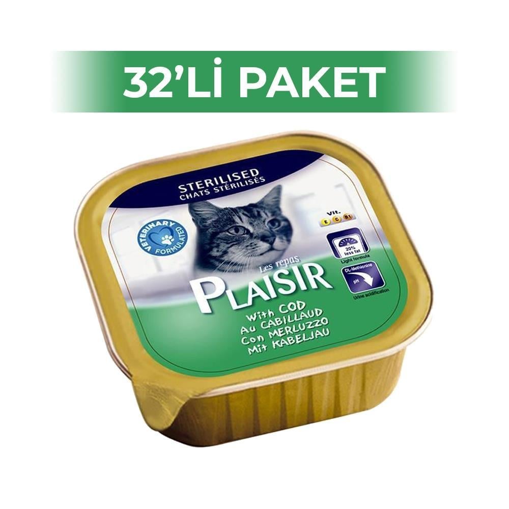 Plaisir Morina Balıklı Kısırlaştırılmış Kedi Konservesi 100 gr 32 AdetPlaisir
