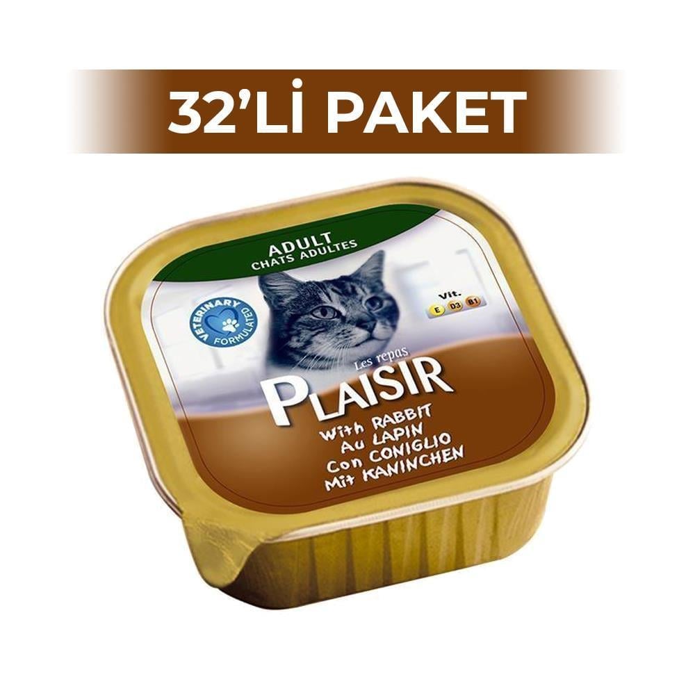 Plaisir Pate Tavşan Etli Kedi Konservesi 100 gr 32 AdetPlaisir