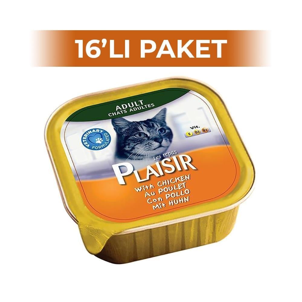 Plaisir Tavuklu Pate Yaş Kedi Konservesi 100 gr 16 AdetPlaisir