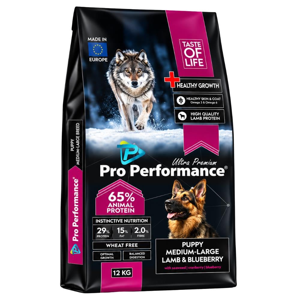 Pro Performance Kuzulu ve Yaban Mersinli Orta ve Büyük Irk Yavru Köpek Maması 12 kgPro Performance