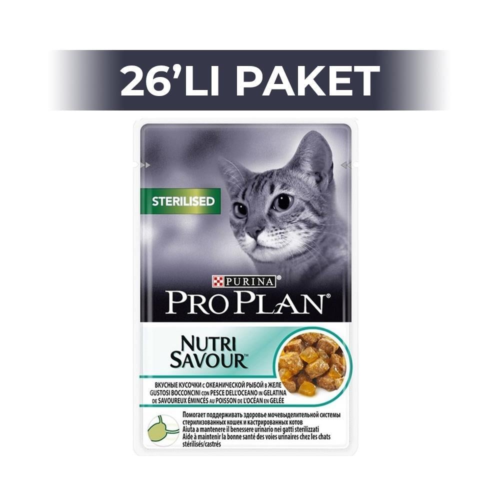 Pro Plan Nutri Savour Okyanus Balıklı Kısırlaştırılmış Pouch Yaş Kedi Maması 85 gr 26 AdetPro Plan