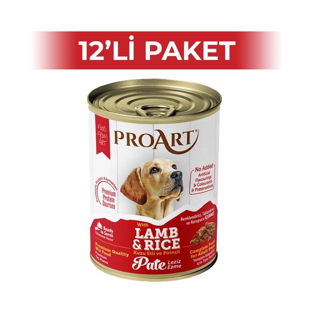 Proart Kuzu Etli Pirinçli Ezme Konserve Köpek Maması 400 gr 12 AdetProArt