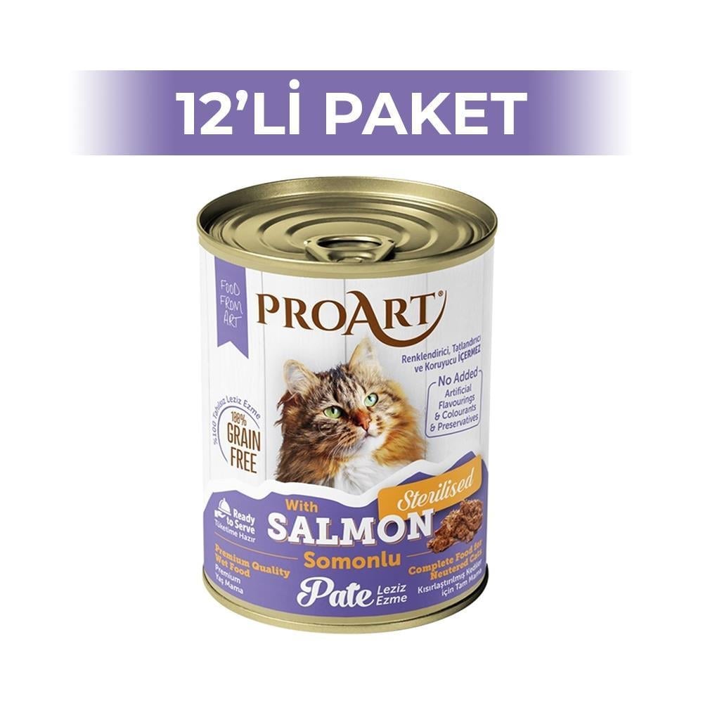 Proart Somonlu Kısırlaştırılmış Ezme Konserve Kedi Maması 400 gr 12 AdetProArt