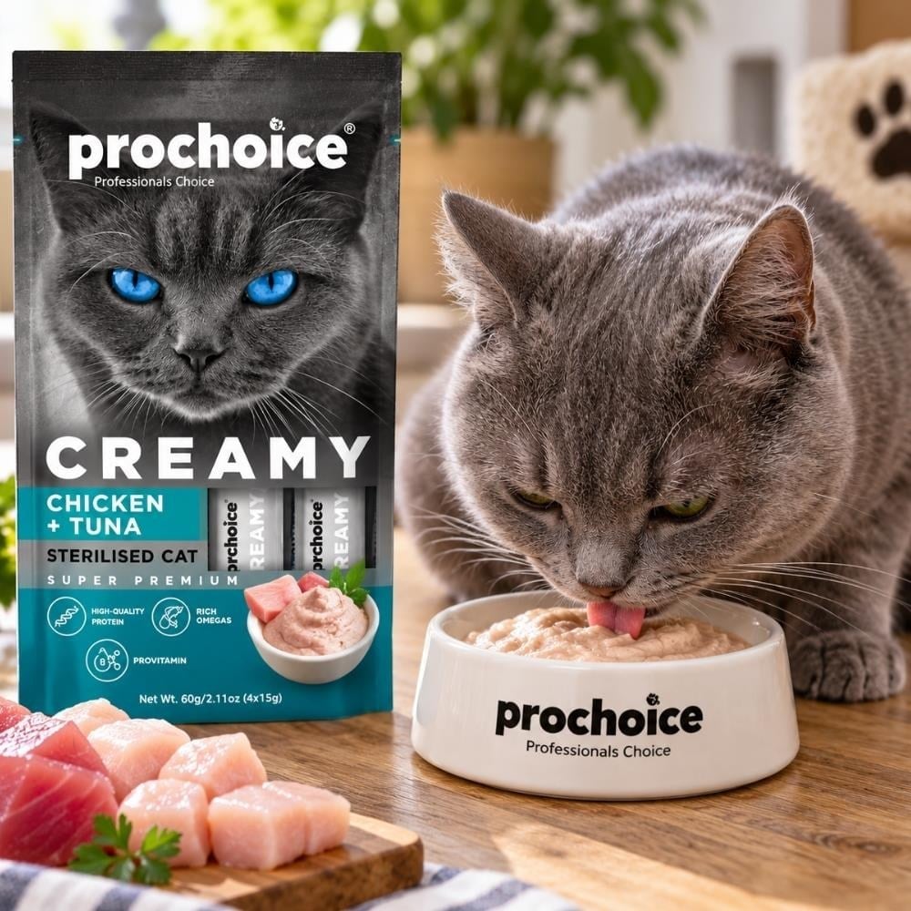 Prochoice Creamy Tavuklu ve Ton Balıklı Kısırlaştırılmış Kedi Krema Ödül Maması 4x15 grProchoice