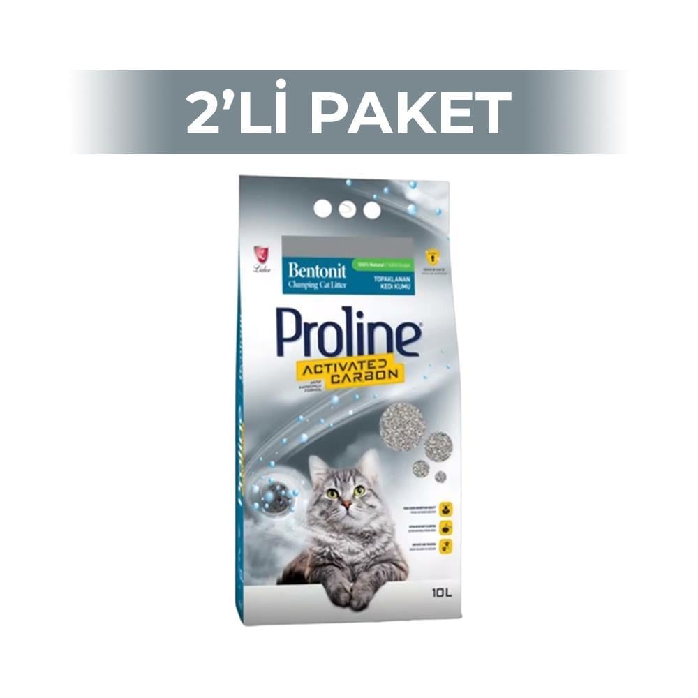 Proline Aktif Karbonlu Bentonit Kedi Kumu 10 lt 2 AdetProline
