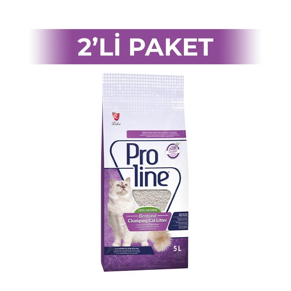 Proline Bentonit Topaklaşan Lavanta Kokulu Kedi Kumu 5 lt 2 AdetProline