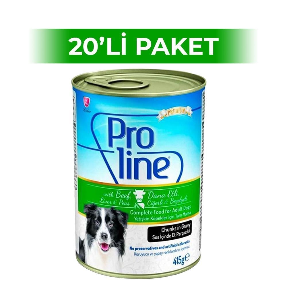 Proline Dana Etli Ciğerli ve Bezelyeli Yetişkin Köpek Konservesi 415 gr 20 AdetProline