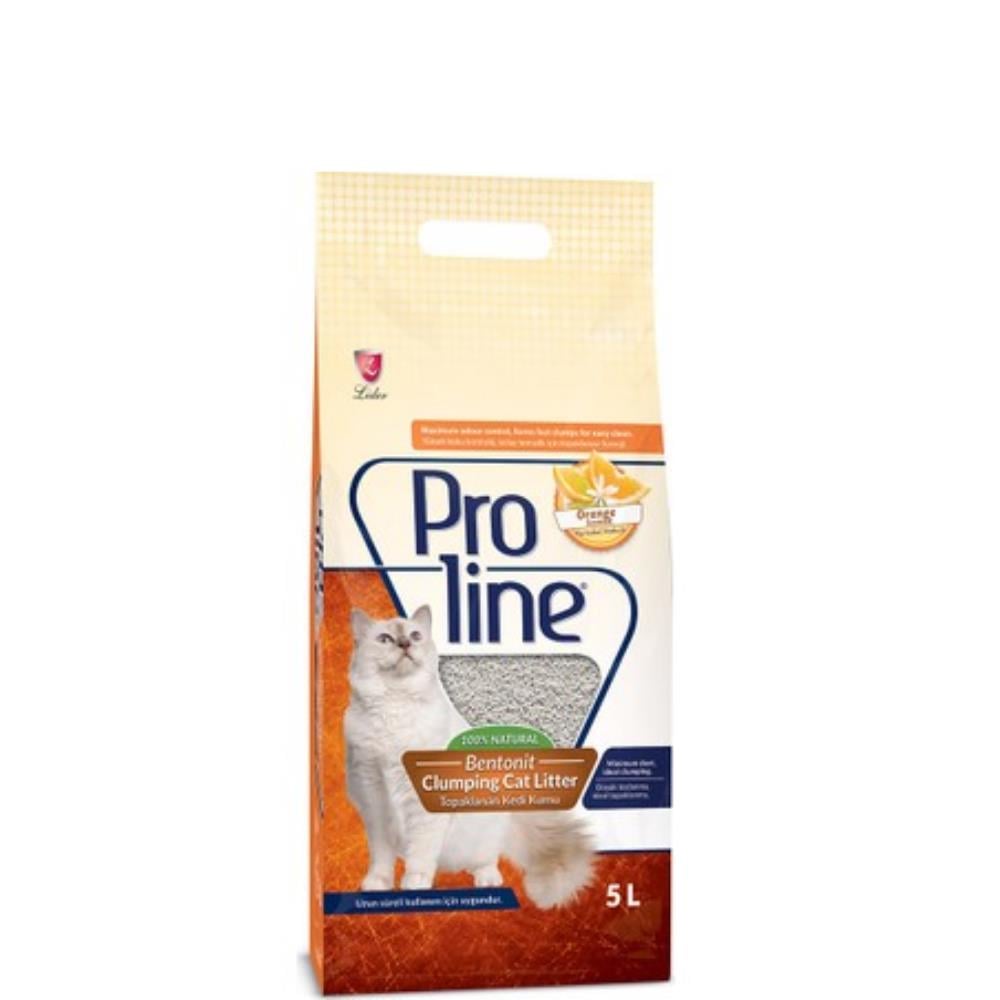 Proline Süper Topaklanan İnce Taneli Portakal Kokulu Bentonit Kedi Kumu 5 ltProline