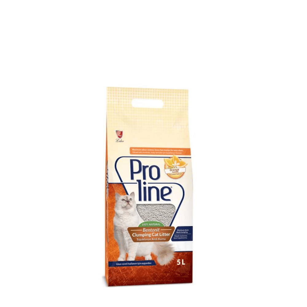 Proline Süper Topaklanan Portakal Kokulu Bentonit Kedi Kumu 5 lt 4 AdetProline