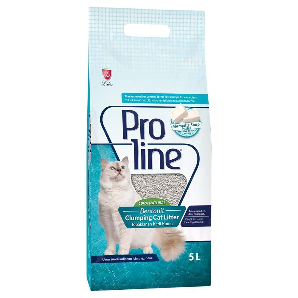 Proline Topaklanan İnce Taneli Marsilya Sabun Kokulu Bentonit Kedi Kumu 5 ltProline