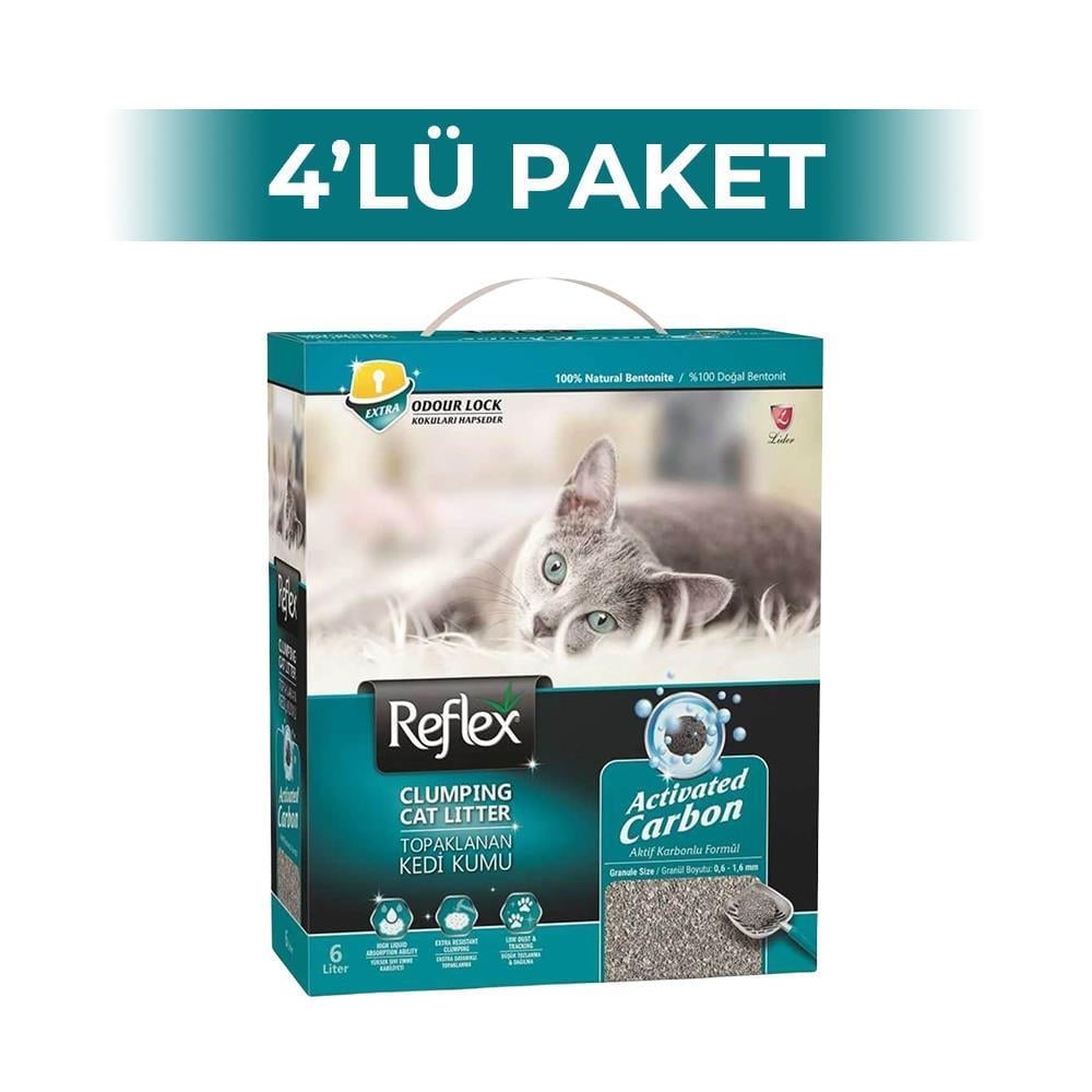 Reflex Aktif Karbonlu Süper Hızlı Topaklanan Kedi Kumu 6 lt 4 AdetReflex