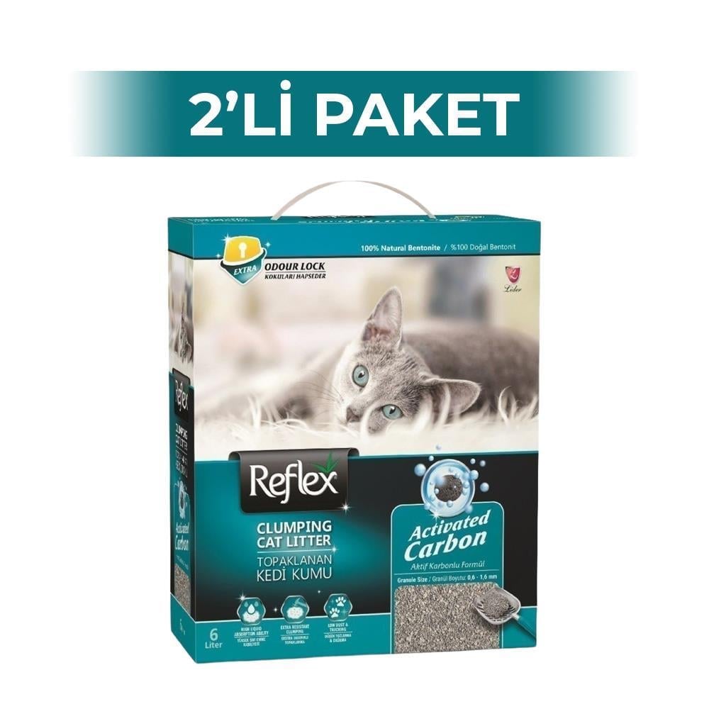Reflex Aktif Karbonlu Süper Hızlı Topaklanan Kedi Kumu 6 lt 2 AdetReflex