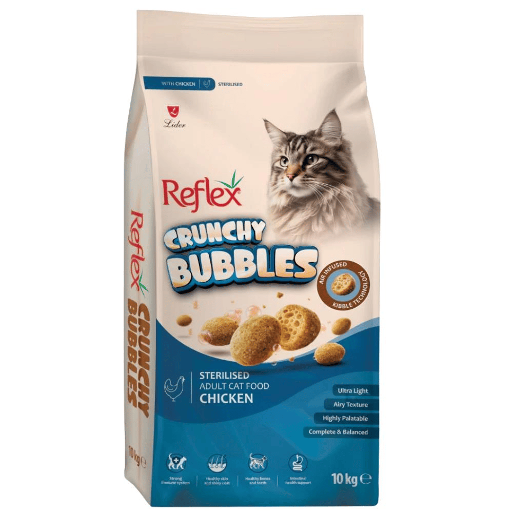 Reflex Crunchy Bubbles Tavuklu Kısırlaştırılmış Yetişkin Kedi Maması 10 kgReflex