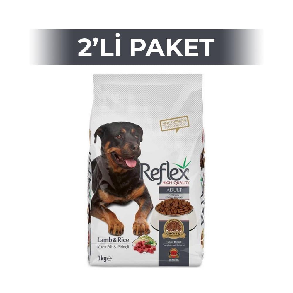 Reflex Kuzu Etli ve Pirinçli Yetişkin Köpek Maması 3 kg 2 AdetReflex