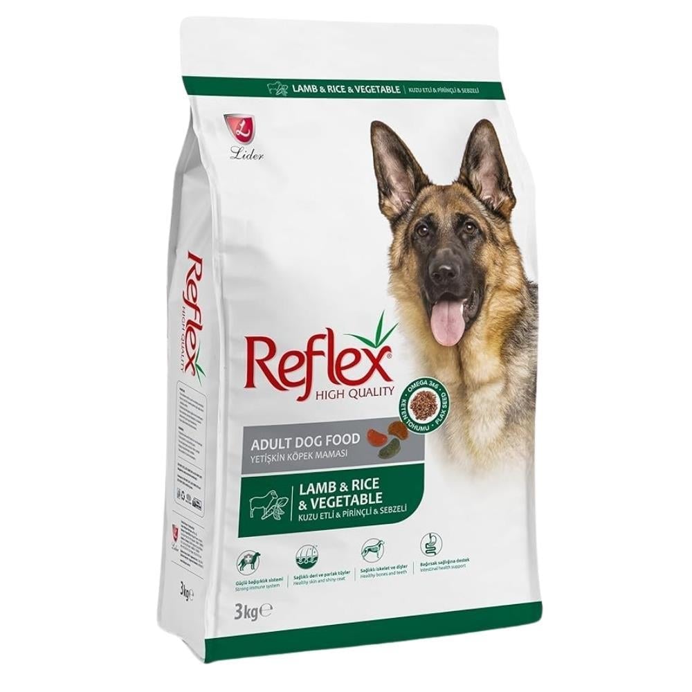 Reflex Kuzulu Etli ve Sebzeli Yetişkin Kuru Köpek Maması 3 kg Reflex