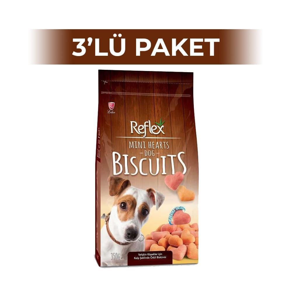 Reflex Mini Hearts Kalp Şekilli Köpek Ödül Bisküvisi 350 gr 3 AdetReflex