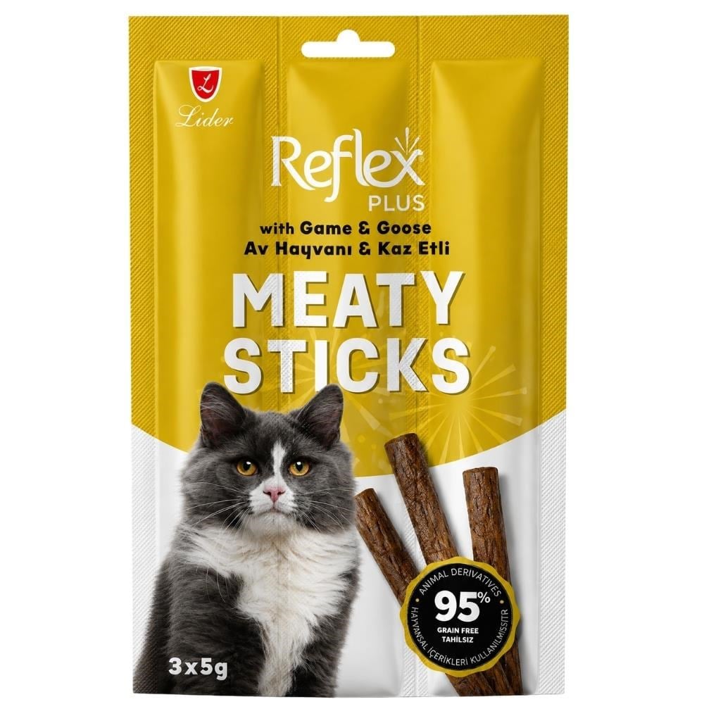 Reflex Plus Av Hayvanlı ve Kaz Etli Tahılsız Kedi Ödül Çubuğu 15 gr 3'lüReflex Plus