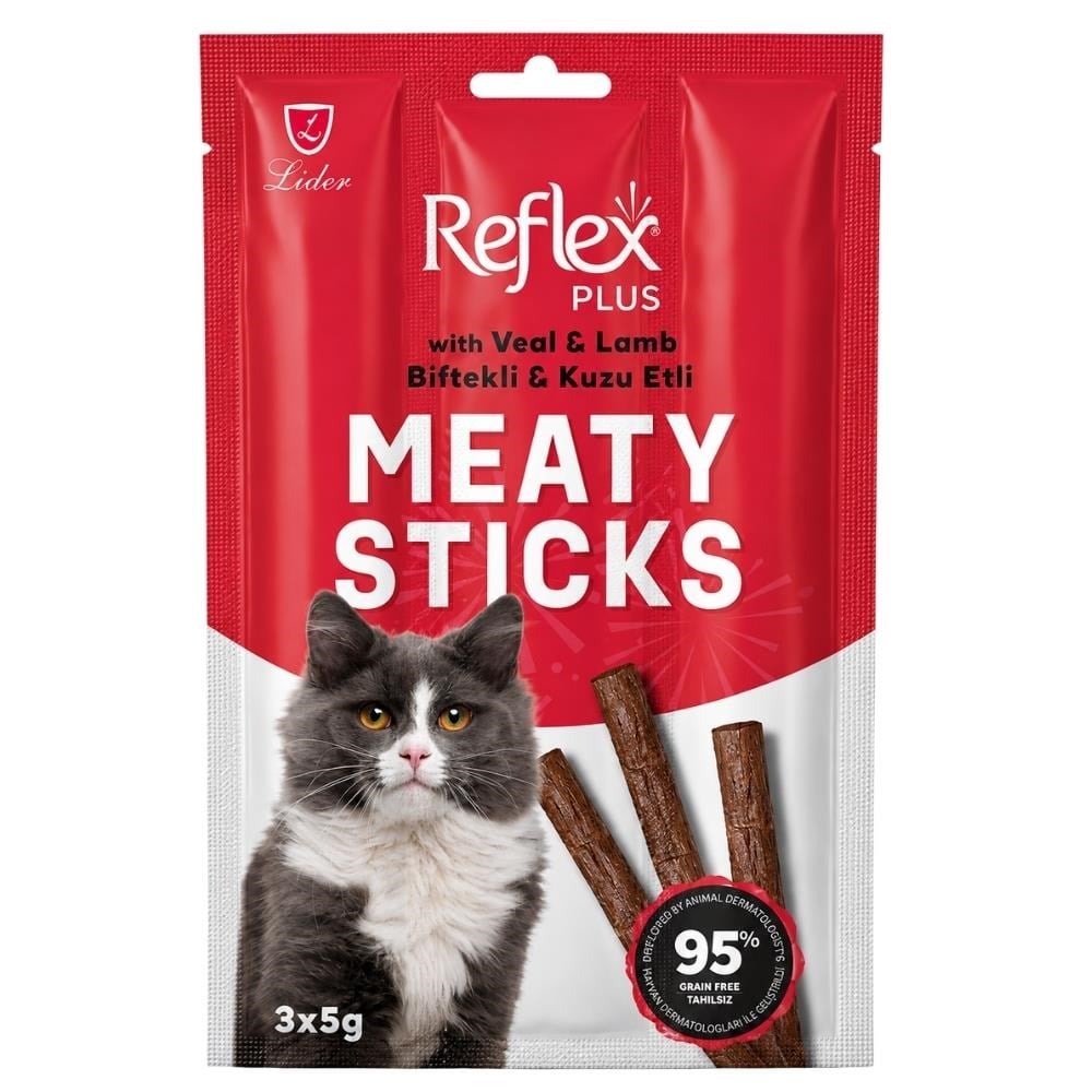 Reflex Plus Biftekli ve Kuzulu Tahılsız Kedi Ödül Çubuğu 15 gr 3'lüReflex Plus