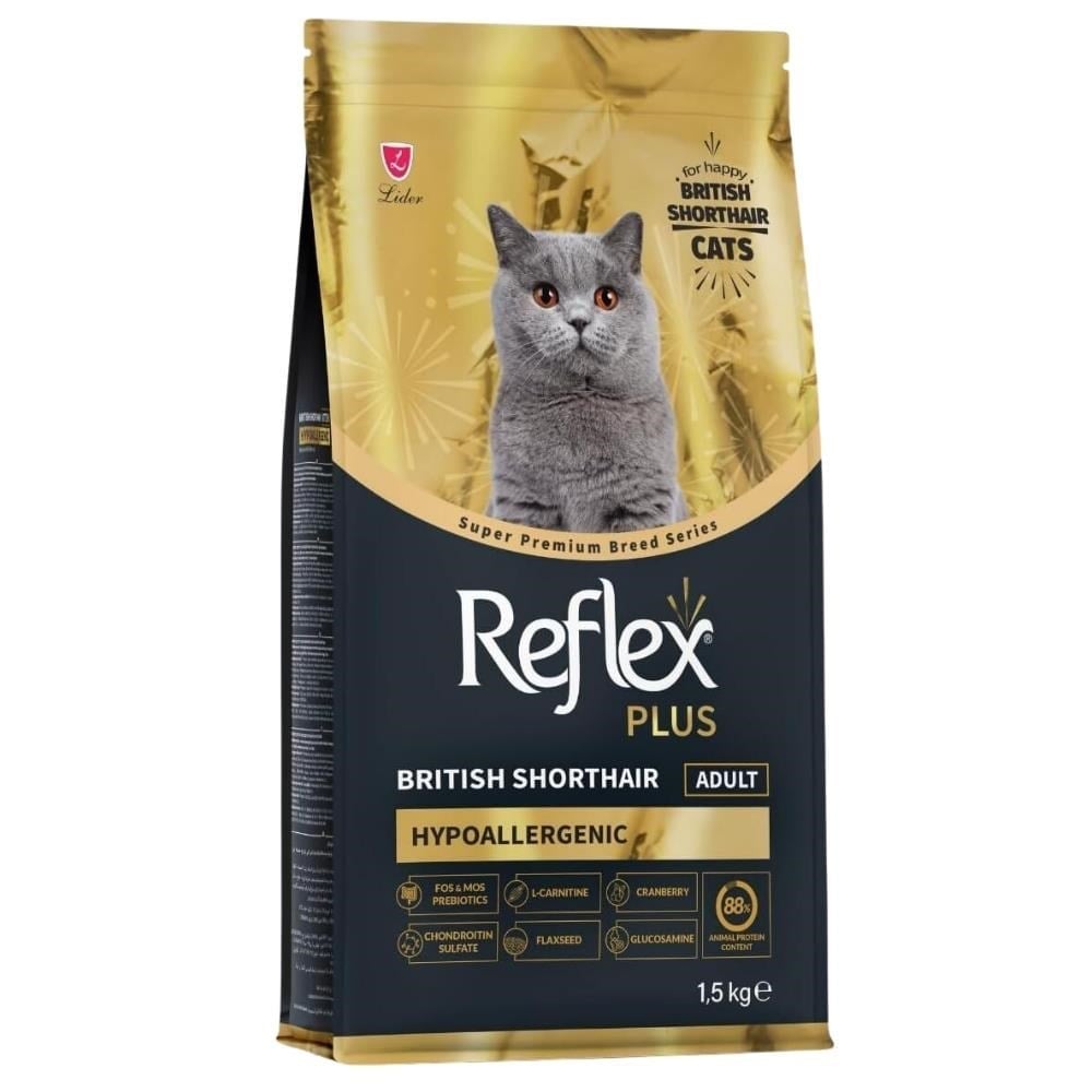 Reflex Plus British Shorthair Tavuklu ve Kızılcıklı Yetişkin Kedi Maması 1,5 kgReflex Plus